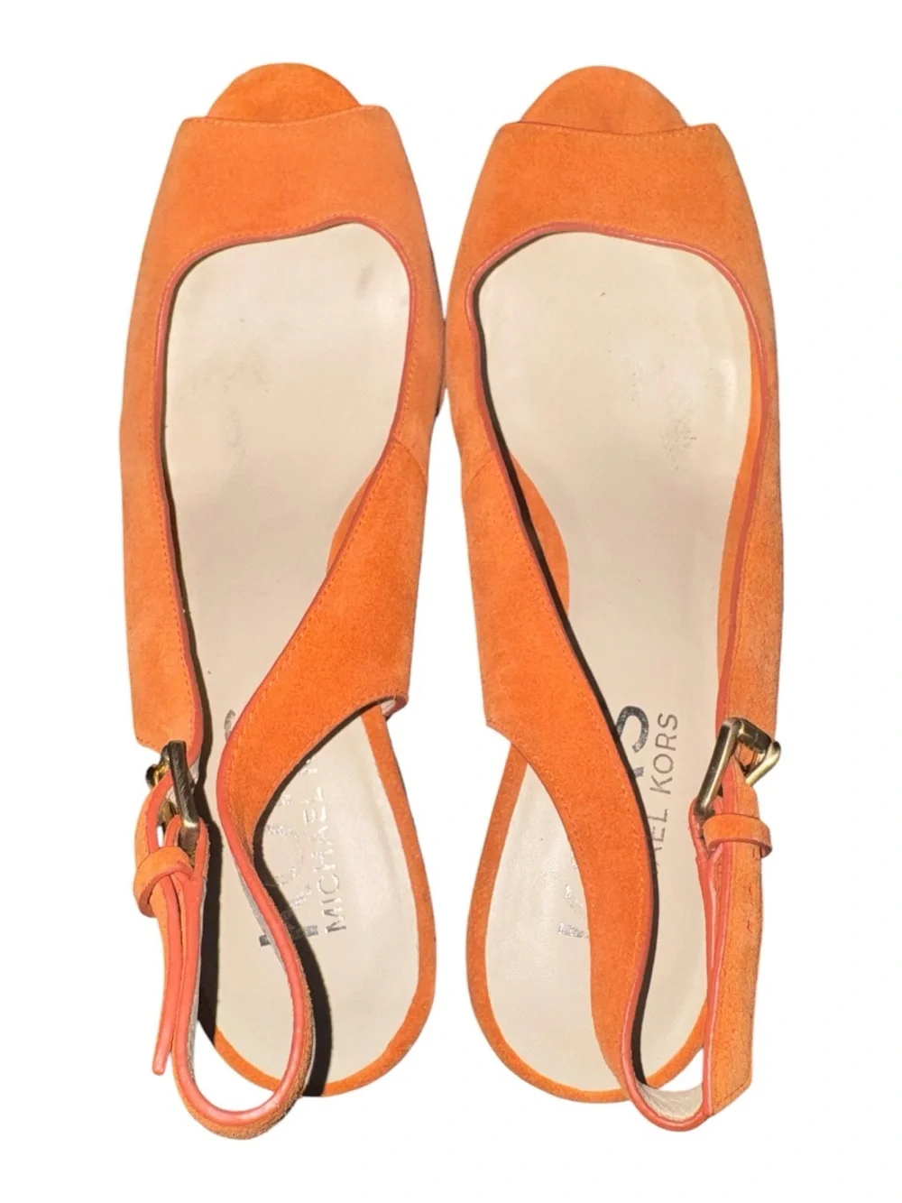Michael Kors Orange Suede Woven Wedge Sandals Open Toe Resort-wear Size 9.5